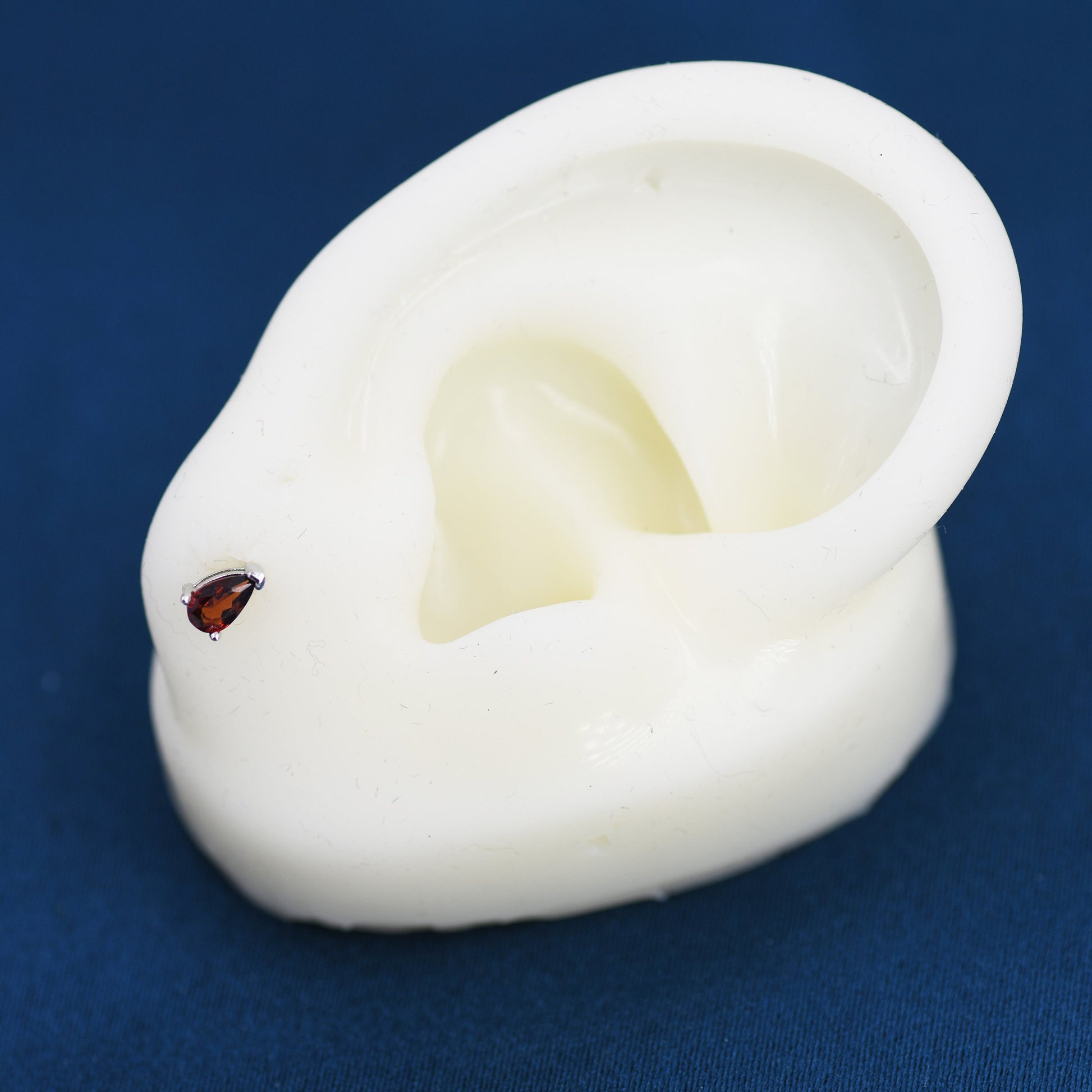 Genuine Garnet Crystal Droplet Stud Earrings in Sterling Silver, Natural Garnet Pear Shape Stud Earrings, January Birthstone