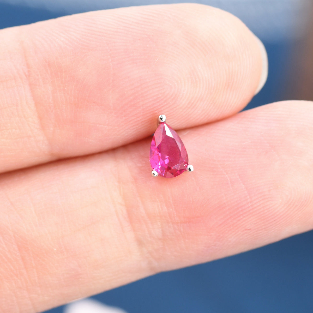 Sterling Silver Ruby Pink Droplet Earrings, Pear Cut Ruby Earrings, July Birthstone CZ Earrings, Silver or Gold