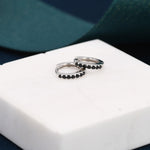 Onyx Black CZ Crystal Huggie Hoops in Sterling Silver, Silver or Gold, 6mm, 7mm and 8mm Minimalist Hoop Earrings