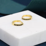 Onyx Black CZ Crystal Huggie Hoops in Sterling Silver, Silver or Gold, 6mm, 7mm and 8mm Minimalist Hoop Earrings