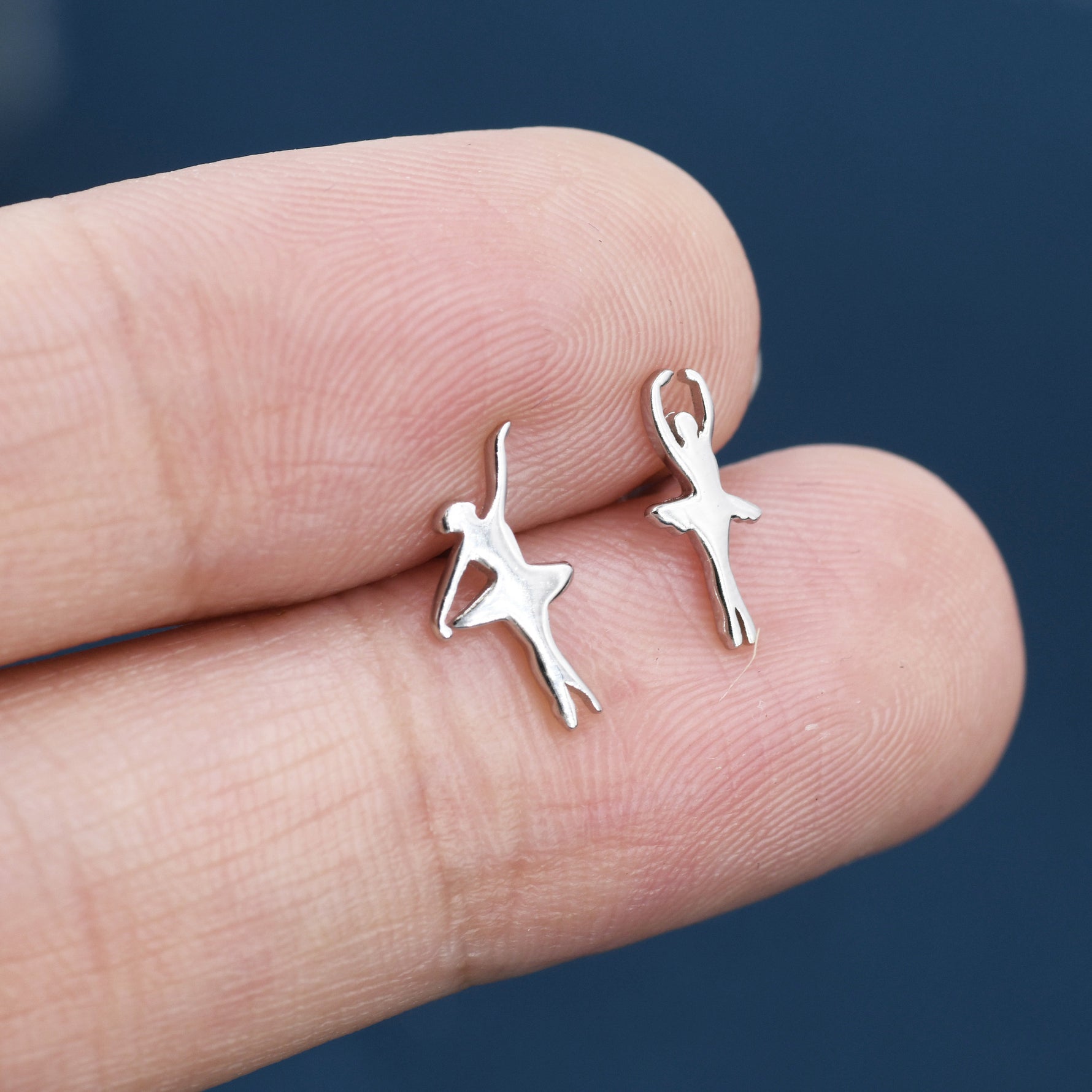 Extra Tiny Ballerina Stud Earrings in Sterling Silver, Silver, Gold or Rose Gold, Dancer Earrings, Ballet Dancer Earrings