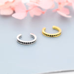 Black CZ Ear Cuff in Sterling Silver, Silver or Gold, Simple Piercing Free Earrings, Minimalist Ear Cuff, Black Diamond Cuff