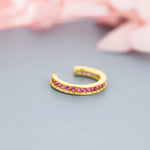 Ruby Red CZ Ear Cuff in Sterling Silver, Silver or Gold, Simple Piercing Free Earrings, Minimalist Ear Cuff, Ruby Pink Cuff