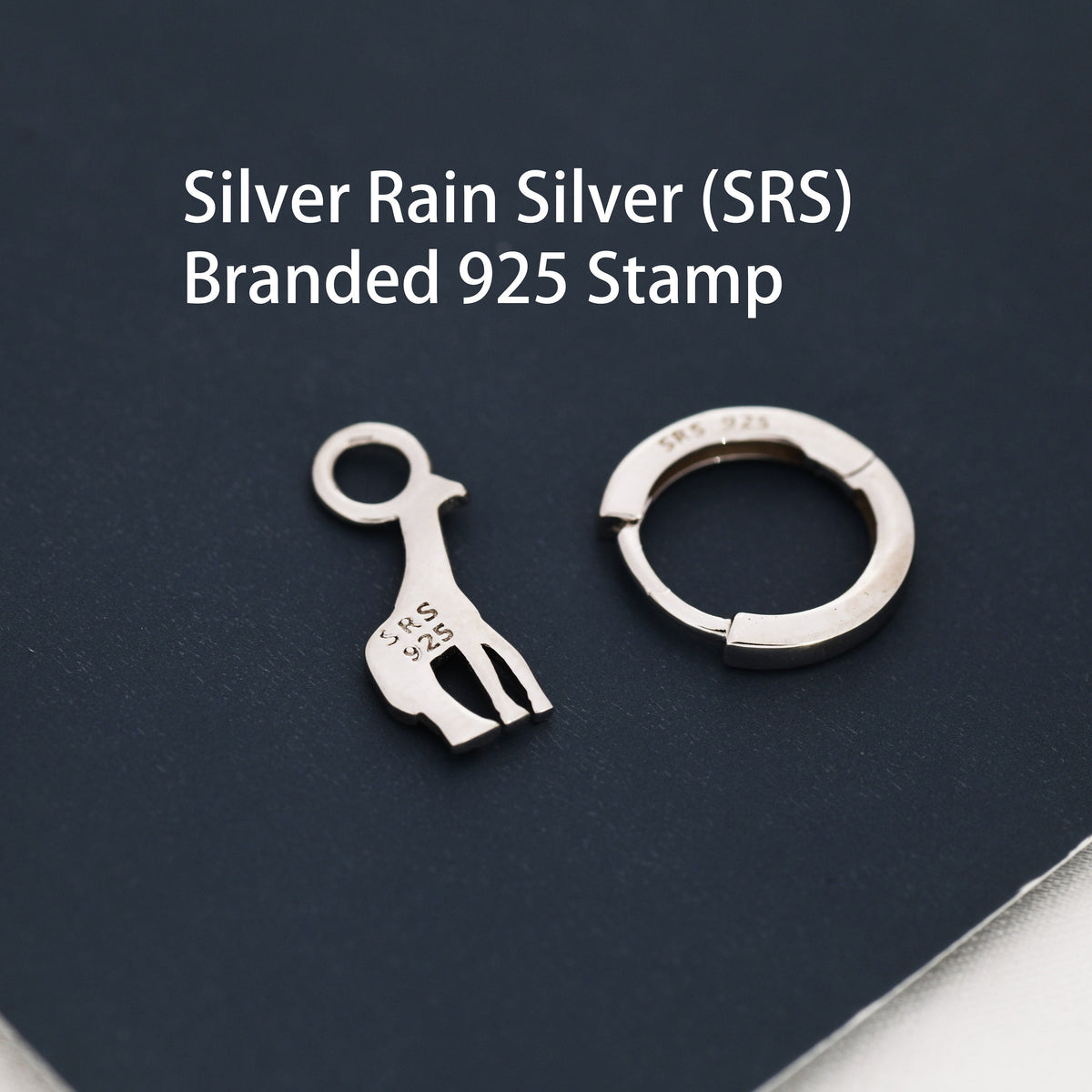 Giraffe Huggie Hoop Earrings in Sterling Silver, Silver or Gold, Giraffe Dangle Earrings, Detachable and Interchangeable