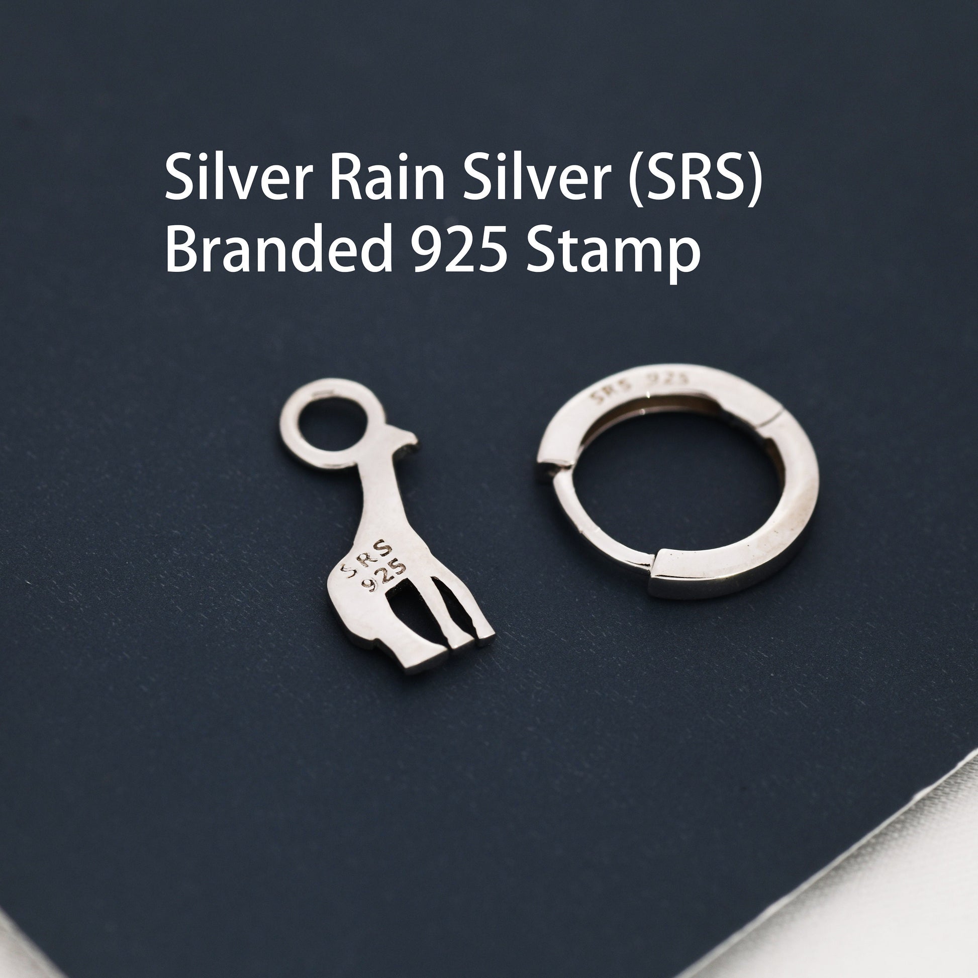 Giraffe Huggie Hoop Earrings in Sterling Silver, Silver or Gold, Giraffe Dangle Earrings, Detachable and Interchangeable