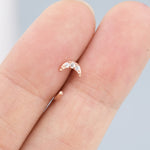 Asymmetric Tiny Moon and Star CZ Huggie Hoop Earrings in Sterling Silver, Silver, Gold or Rose Gold, Open Threader, Threader Hoop