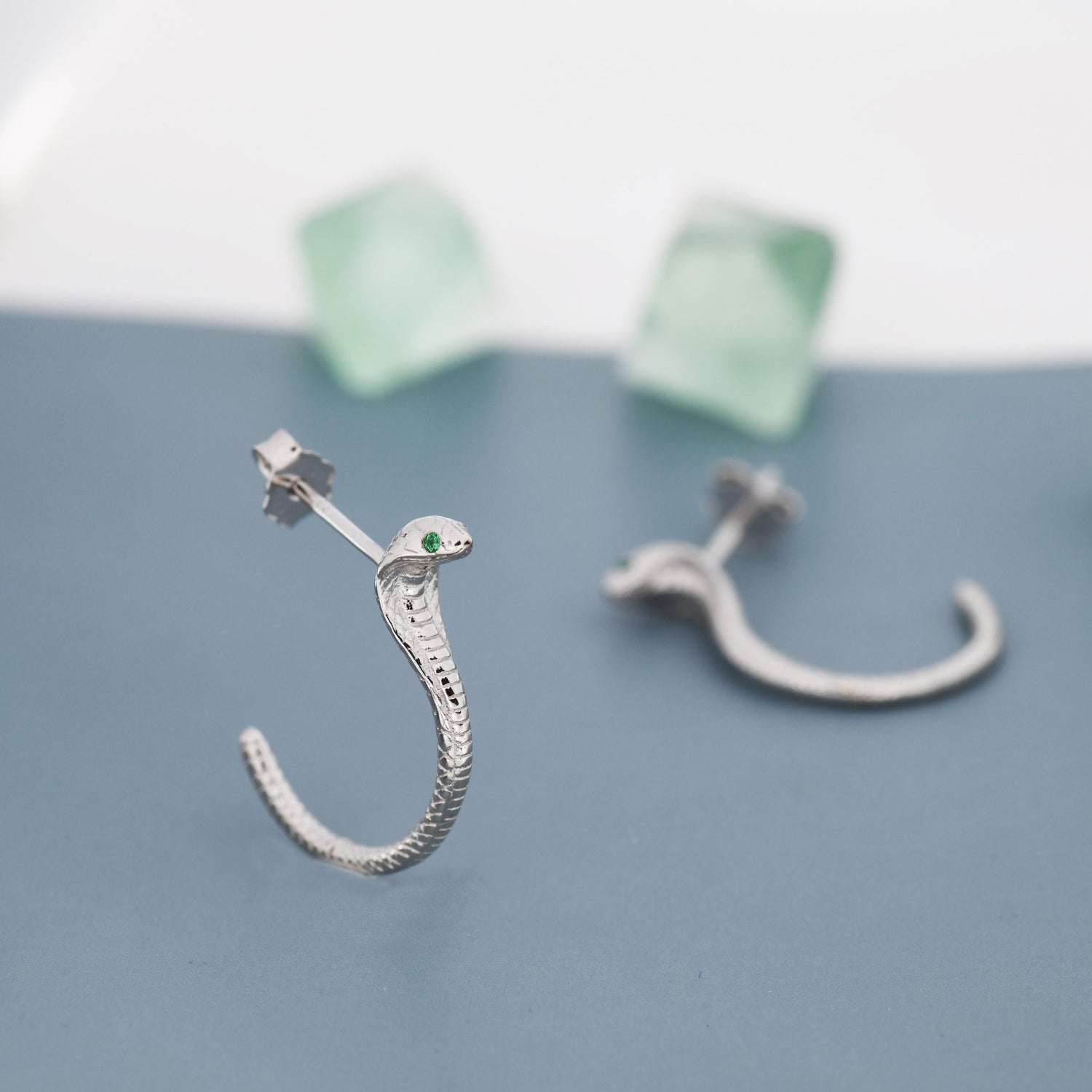 Cobra Snake Stud Earrings in Sterling Silver, Silver or Gold, Snake Earrings, Snake Hoops, Animal Earrings, Nature Inspired