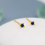 Extra Tiny 2mm Sapphire Blue CZ Stud Earrings in Sterling Silver, Barely Visible Stud Earrings, 2mm Blue Earrings, Tiny Crystal Earrings