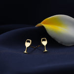 Extra Tiny Wine Glass Stud Earrings in Sterling Silver, Silver or Gold, Wine Earrings, Wine Glass Earrings, Cocktail Earrings
