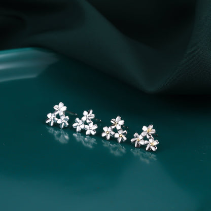Cherry Blossom Flower Stud Earrings in Sterling Silver, Cherry Blossom Flower Earrings, Daisy Earrings, Flower Bouquets Earrings