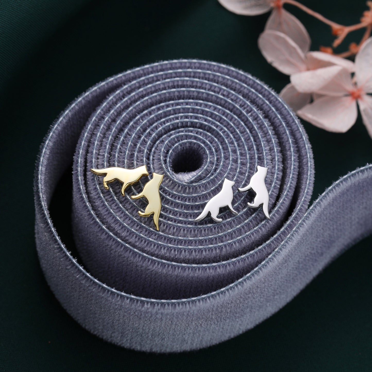 German Shepard Stud Earrings in Sterling Silver, Silver or Gold, Silver Dog Earrings, Silver German Shepard Dog Earrings