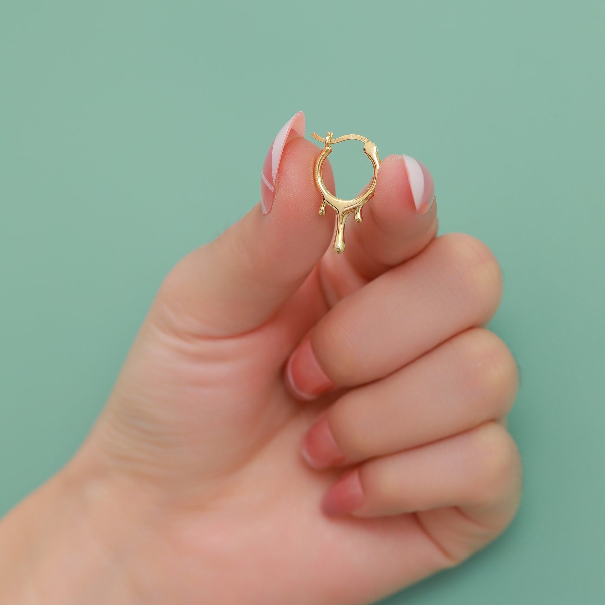 Dripping Huggie Hoop Earrings in Sterling Silver, Silver, Gold or Rose Gold, Dripping Hoops, Droplet Hoops, Droplet Huggies