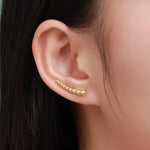 Dotted Pebble Crawler Earrings in Sterling Silver, Silver, Gold or Rose Gold, Beaded Ear Crawlers, Dots Ball Crawler, Bobble Crawlers