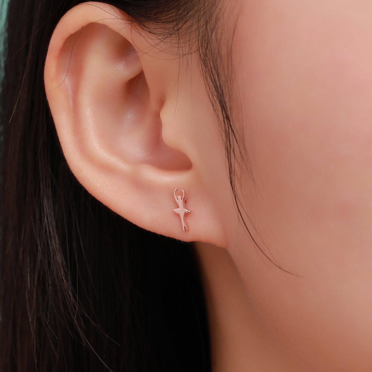 Extra Tiny Ballerina Stud Earrings in Sterling Silver, Silver, Gold or Rose Gold, Dancer Earrings, Ballet Dancer Earrings