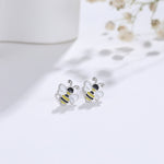 Enamel Bumble Bee Stud Earrings in Sterling Silver, Earrings, Tiny Bee Earrings, Tiny Bee Stud, Silver Bee Earrings, Sterling Silver Bee
