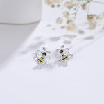 Enamel Bumble Bee Stud Earrings in Sterling Silver, Earrings, Tiny Bee Earrings, Tiny Bee Stud, Silver Bee Earrings, Sterling Silver Bee
