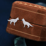 German Shepard Stud Earrings in Sterling Silver, Silver or Gold, Silver Dog Earrings, Silver German Shepard Dog Earrings