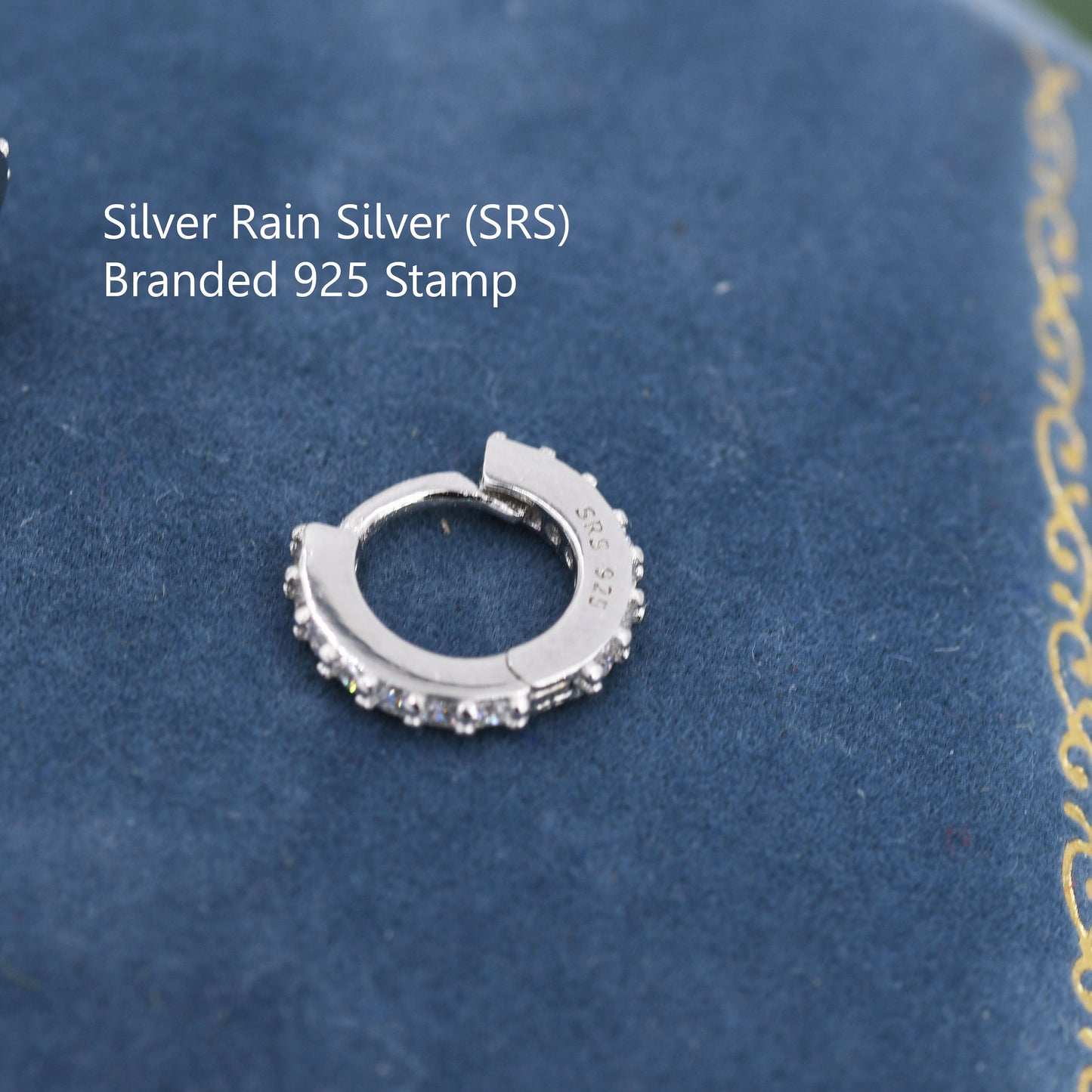 Double Sided CZ Huggie Hoops in Sterling Silver, 6mm, 8mm, 10mm and 12mm Clicker Hoops, Rose Gold or Gold, Simple Sleeper Hoop Earrings