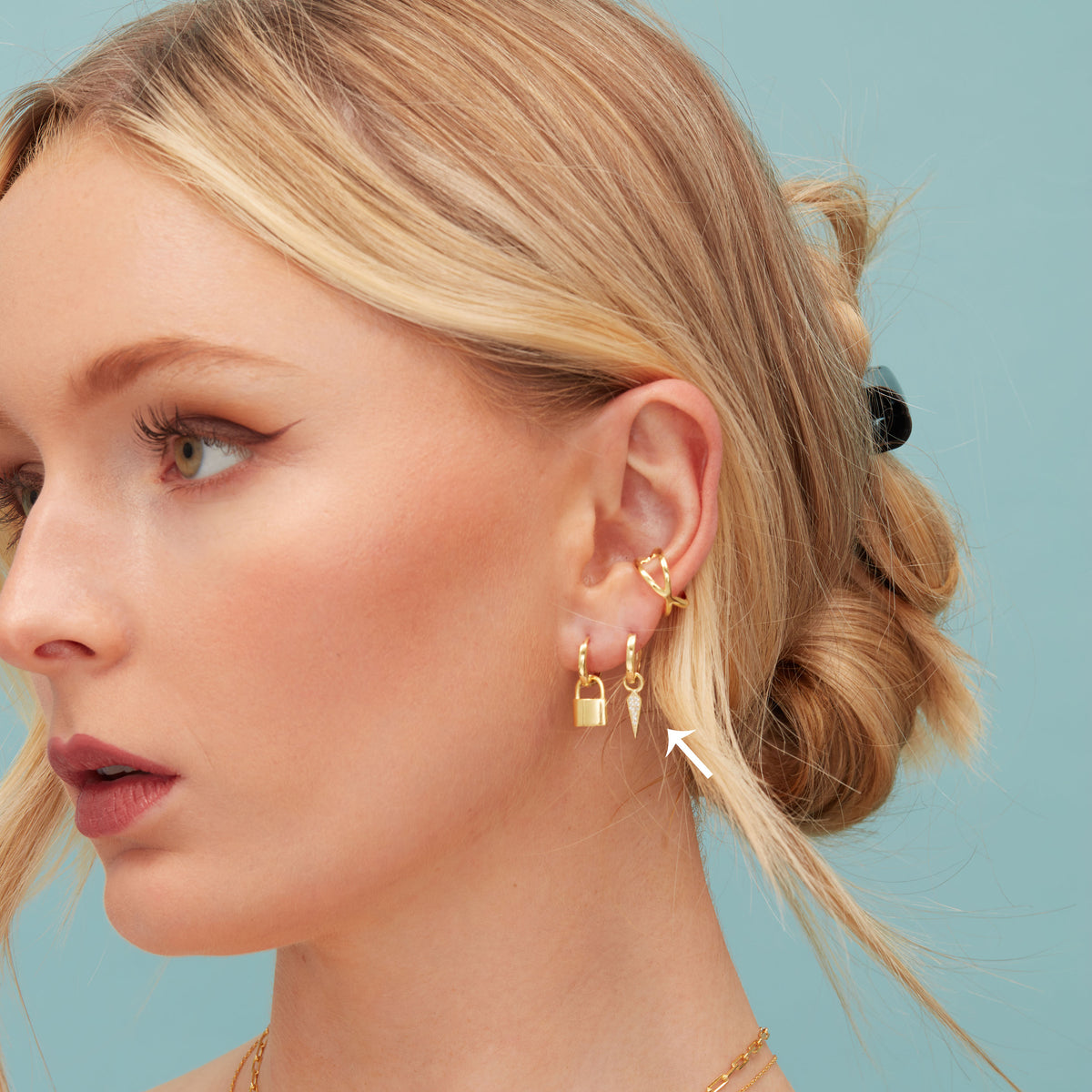 Sterling Silver Dangling Rhombus Spike Hoop Earrings, Detachable Kite Charm Dangle Hoop Earrings, Silver or Gold, Interchangeable Charms
