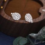 Sterling Silver Puffer Fish Stud Earrings in Sterling Silver, Silver Fish Earrings, Silver Puffer Fish Earrings, Silver or Gold, Blowfish