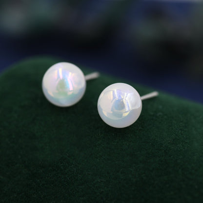 Mermaid Bubble Stud Earrings in Sterling Silver, Aurora Colour Changing Bauble Earrings, AB Ball Earrings