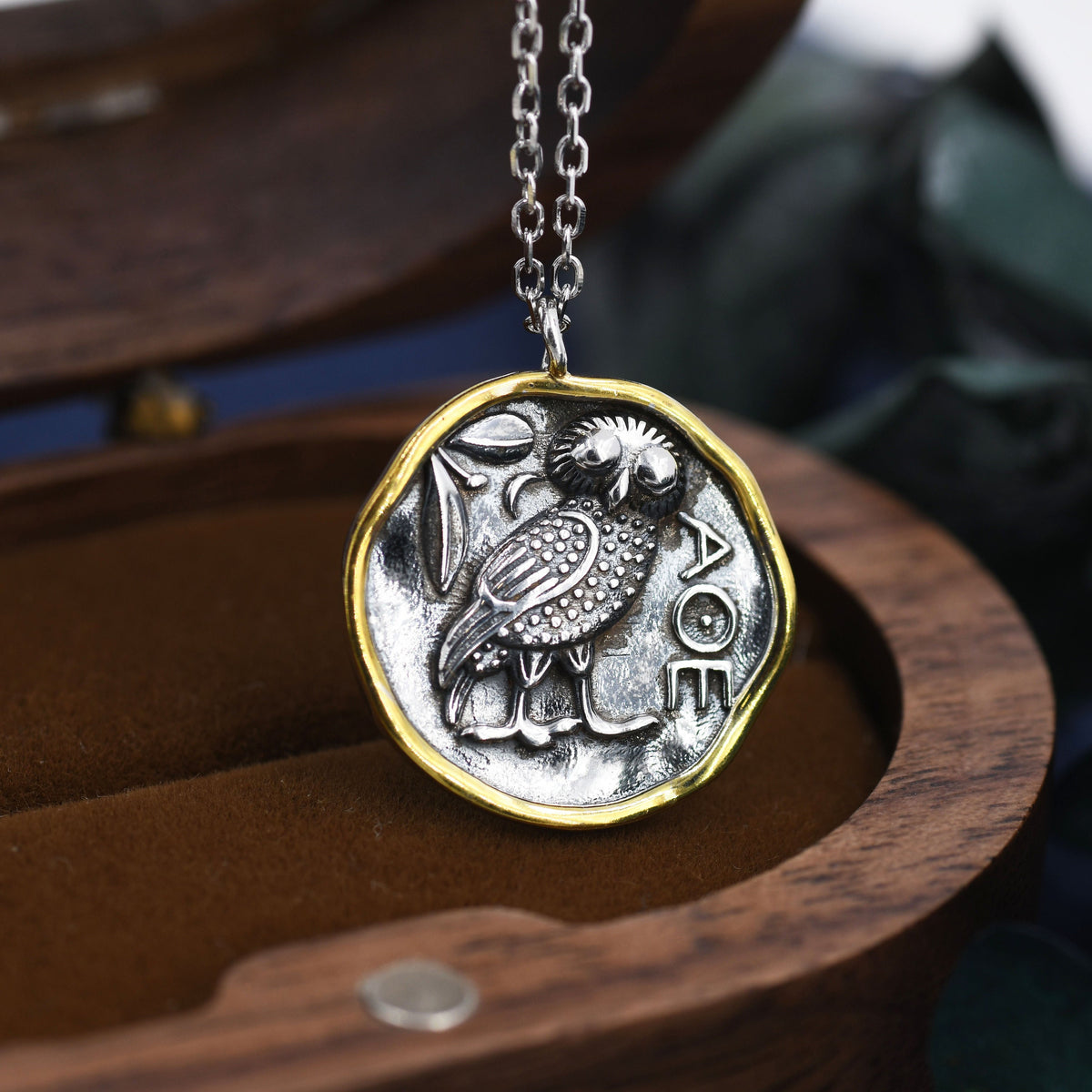 Owl of Athena Coin Pendant Necklace