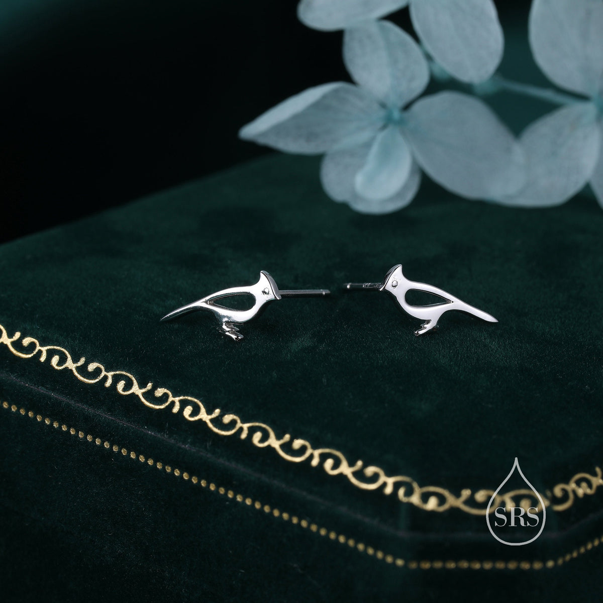 Cardinal Bird Stud Earrings in Sterling Silver, Tiny Bird Earrings, Silver Bird Earrings, Silver or Gold