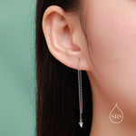 Tiny Opal Spike Threader Earrings in Sterling Silver, Opal Ear Threaders, Opal Earrings, Blue or White Opal, Ear Threaders
