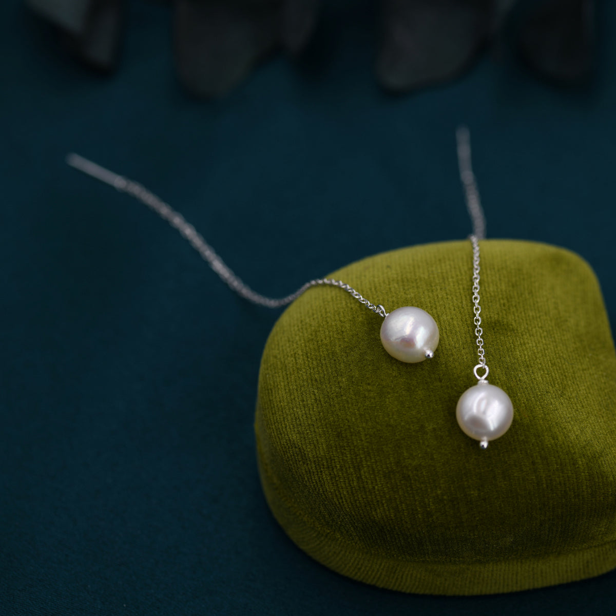 Genuine Fresh Water Pearl Threader Earrings in Sterling Silver, 9cm Long Ear Threaders, Natural Drop Baroque Pearl Ear Threaders,
