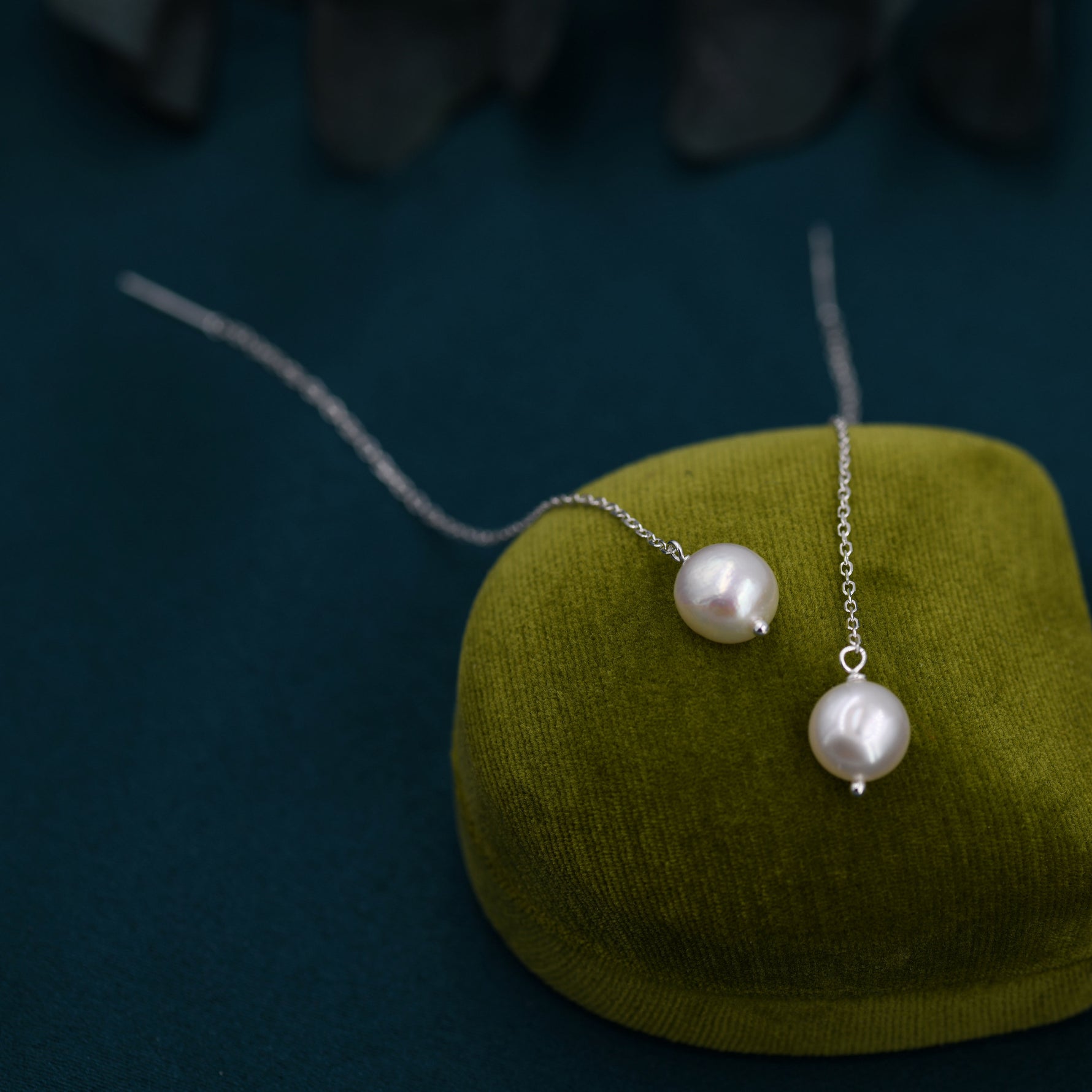 Genuine Fresh Water Pearl Threader Earrings in Sterling Silver, 9cm Long Ear Threaders, Natural Drop Baroque Pearl Ear Threaders,