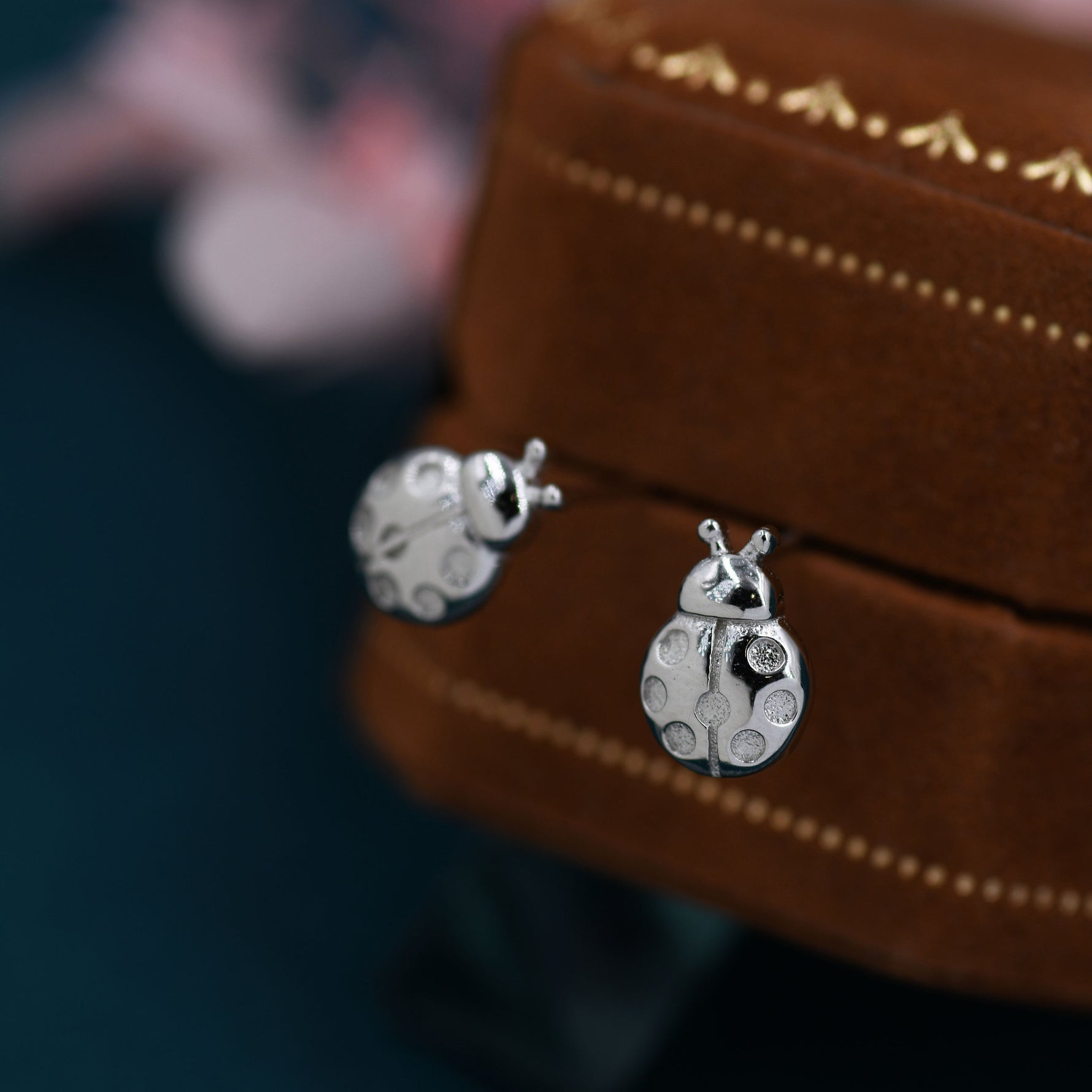 Cute Little Ladybird Stud Earrings in Sterling Silver, Silver or Gold, Nature Inspired Animal Earrings, Ladybug Earrings