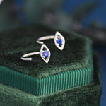 Evil Eye Sapphire Blue CZ 18G Open Hoop Earrings