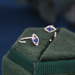 Evil Eye Sapphire Blue CZ 18G Open Hoop Earrings
