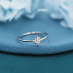 Sterling Silver Starburst Ring - Dainty Star Ring - Stacking Ring