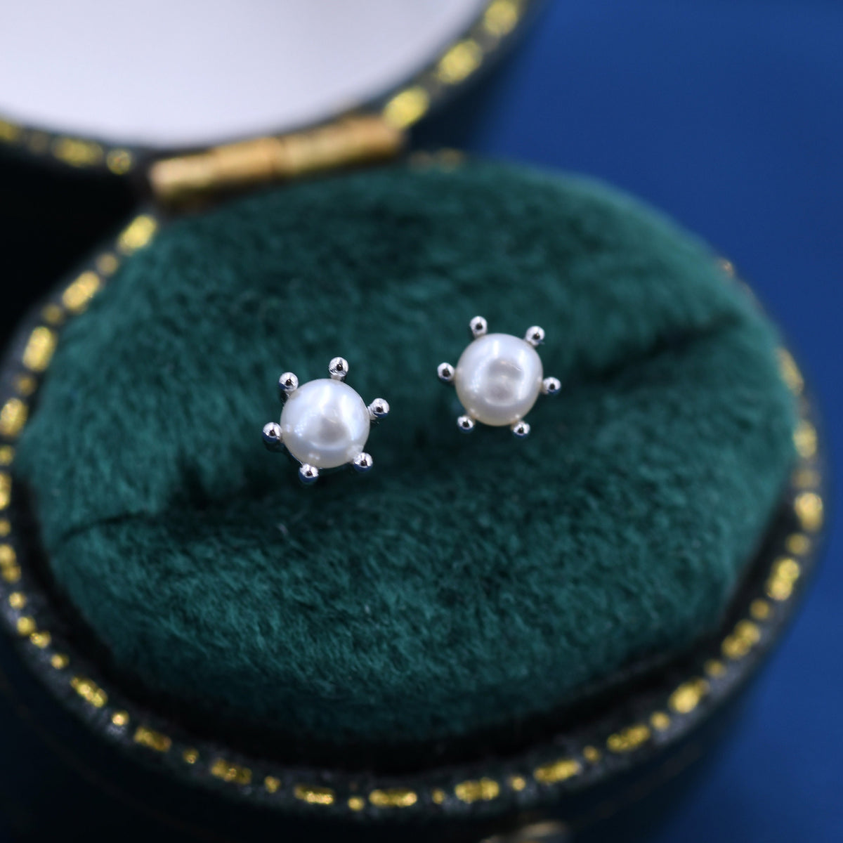 3mm Six Prong Freshwater Pearl Stud Earrings