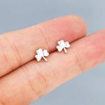 Shamrock Stud Earrings in Sterling Silver, Three Leaf Clover Earrings, Irish Earrings, Silver Gold or Rose Gold