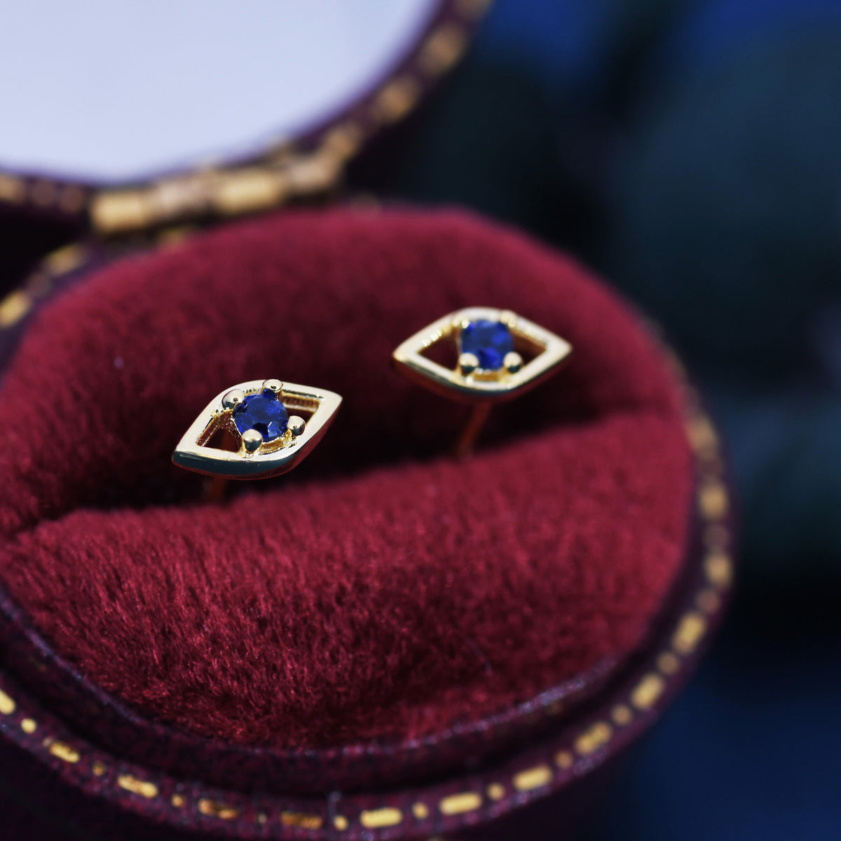 Tiny Evil Eye Stud Earrings in Sterling Silver, Eye Earrings, Stacking Earrings, Silver or Gold Finish