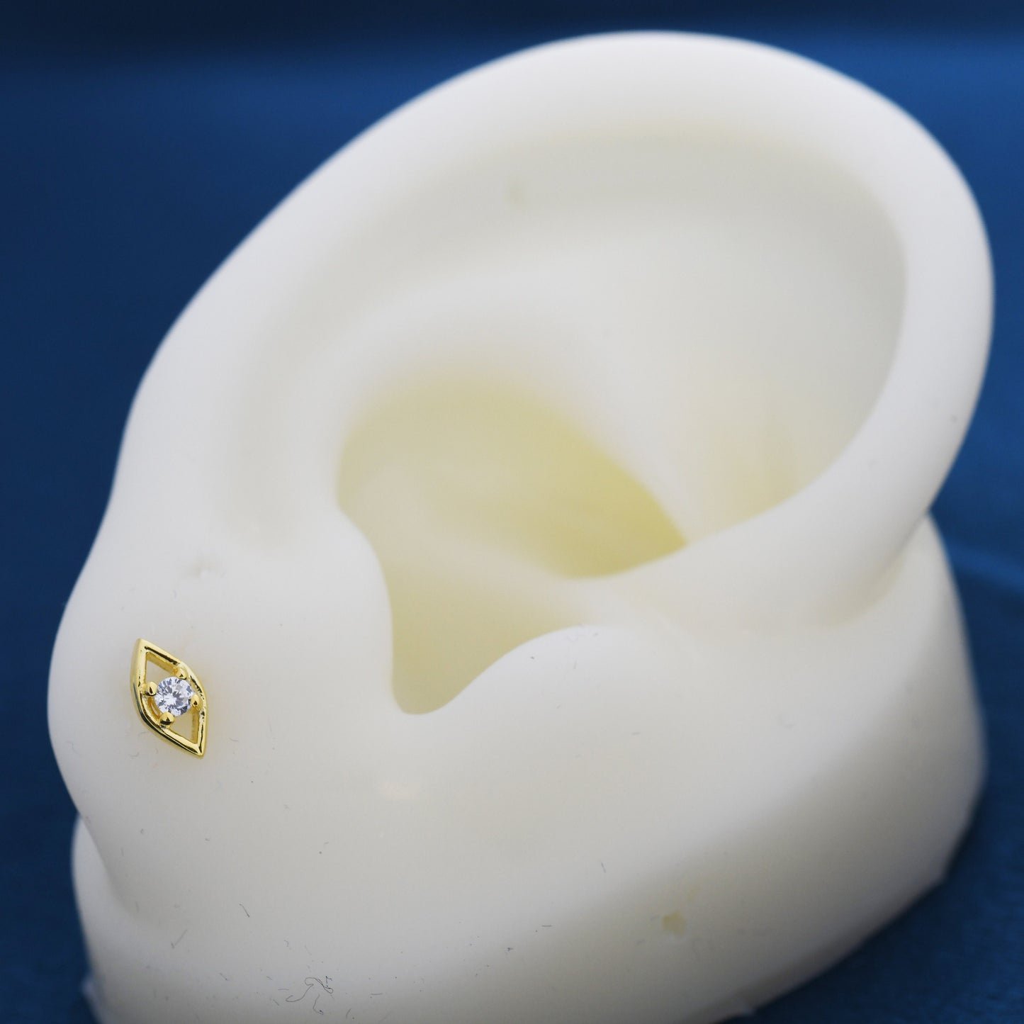 Mismatched Tiny Winking Eyes Stud Earrings in Sterling Silver, Eye Earrings, Stacking Earrings, Silver or Gold Finish, Eye Stud