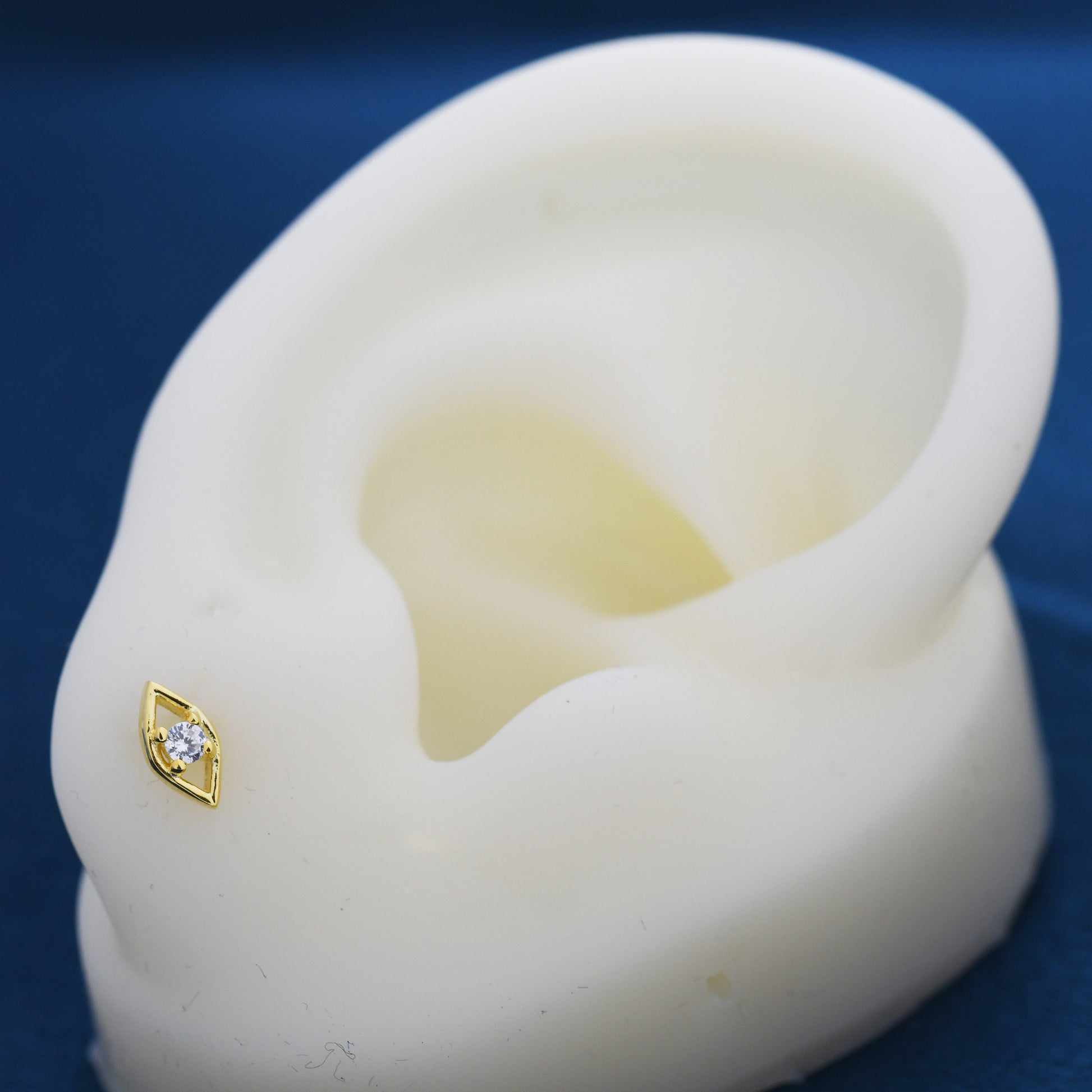 Mismatched Tiny Winking Eyes Stud Earrings in Sterling Silver, Eye Earrings, Stacking Earrings, Silver or Gold Finish, Eye Stud