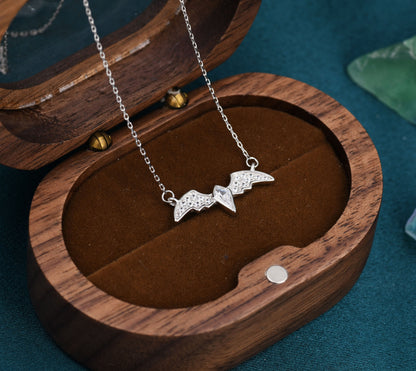 CZ Bat Necklace in Sterling Silver, Silver or Gold,  Nature Inspired Animal Jewellery