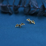 Black CZ Crystal Bat Stud Earrings in Sterling Silver, Silver or Gold, Rhombus Bat Earrings, Stacking Earrings, Animal Earrings