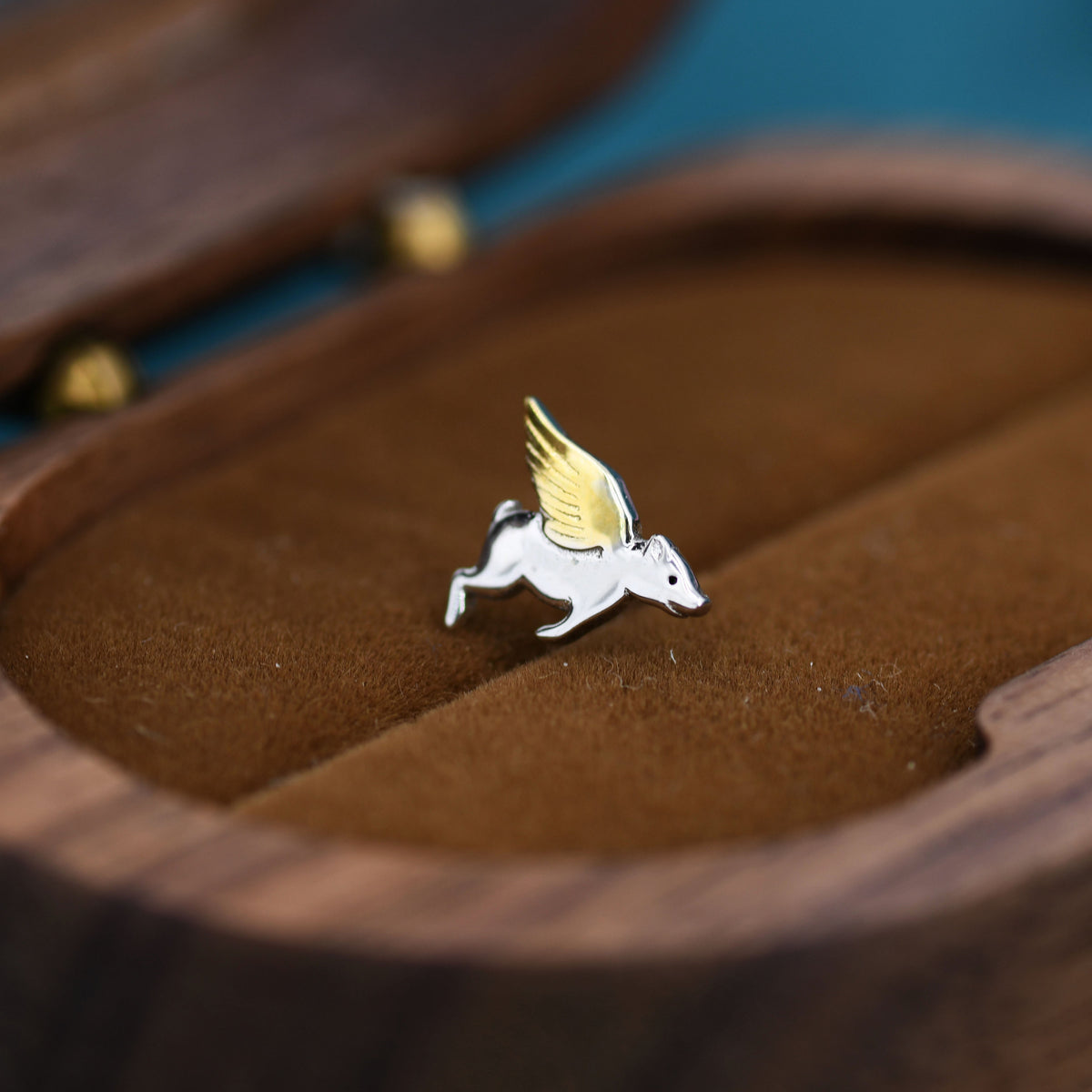 Flying Pig Stud Earrings in Sterling Silver - Pigs Can Fly - Farm Animal Stud Earrings - Cute, Fun, Whimsical