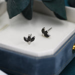 Sterling Silver Black CZ Marquise Cluster Stud Earrings, Gold or Silver, Marquise Fan Stud, CZ Crown Stud, Three Marquise Stud