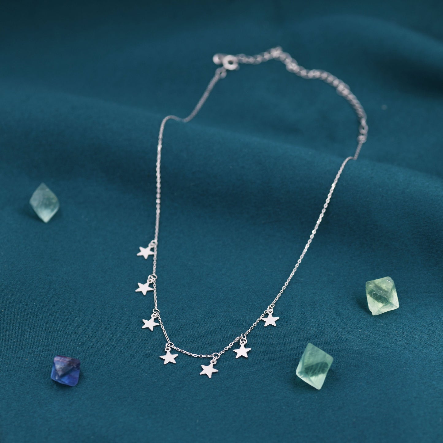 Star Choker Necklace in Sterling Silver, Silver or Gold, Star Collar Necklace, Short Necklace