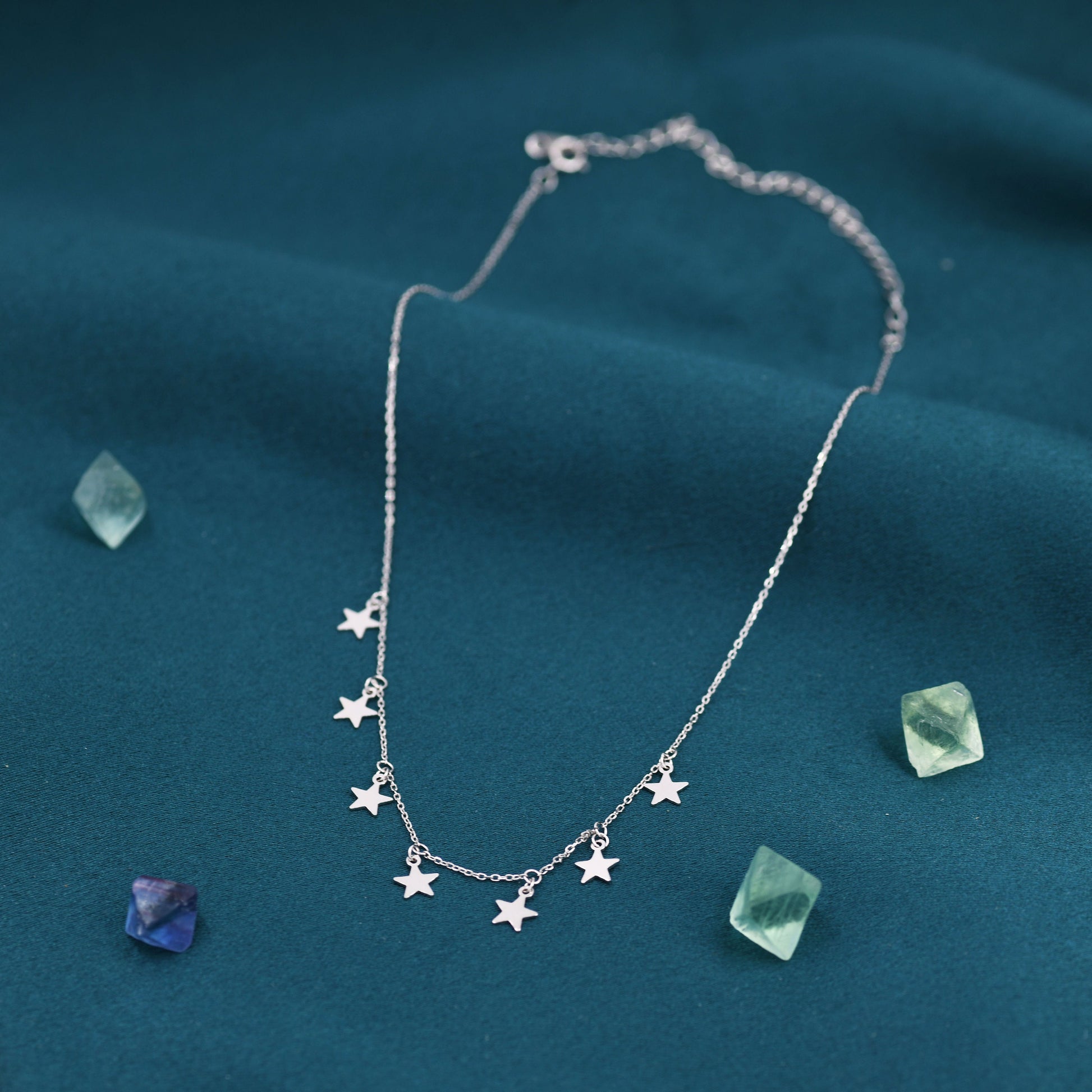 Star Choker Necklace in Sterling Silver, Silver or Gold, Star Collar Necklace, Short Necklace