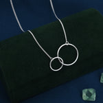 Sterling Silver Linked Interlinking Circle Pendant Necklace, Adjustable Length, Infinity Double Circle Necklace, Sisters, Friendship