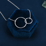 Sterling Silver Linked Interlinking Circle Pendant Necklace, Adjustable Length, Infinity Double Circle Necklace, Sisters, Friendship