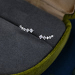 Extra Tiny Shooting Star CZ Stud Earrings in Sterling Silver, Silver or Gold, Curved CZ Bar Earrings, Stacking Earrings