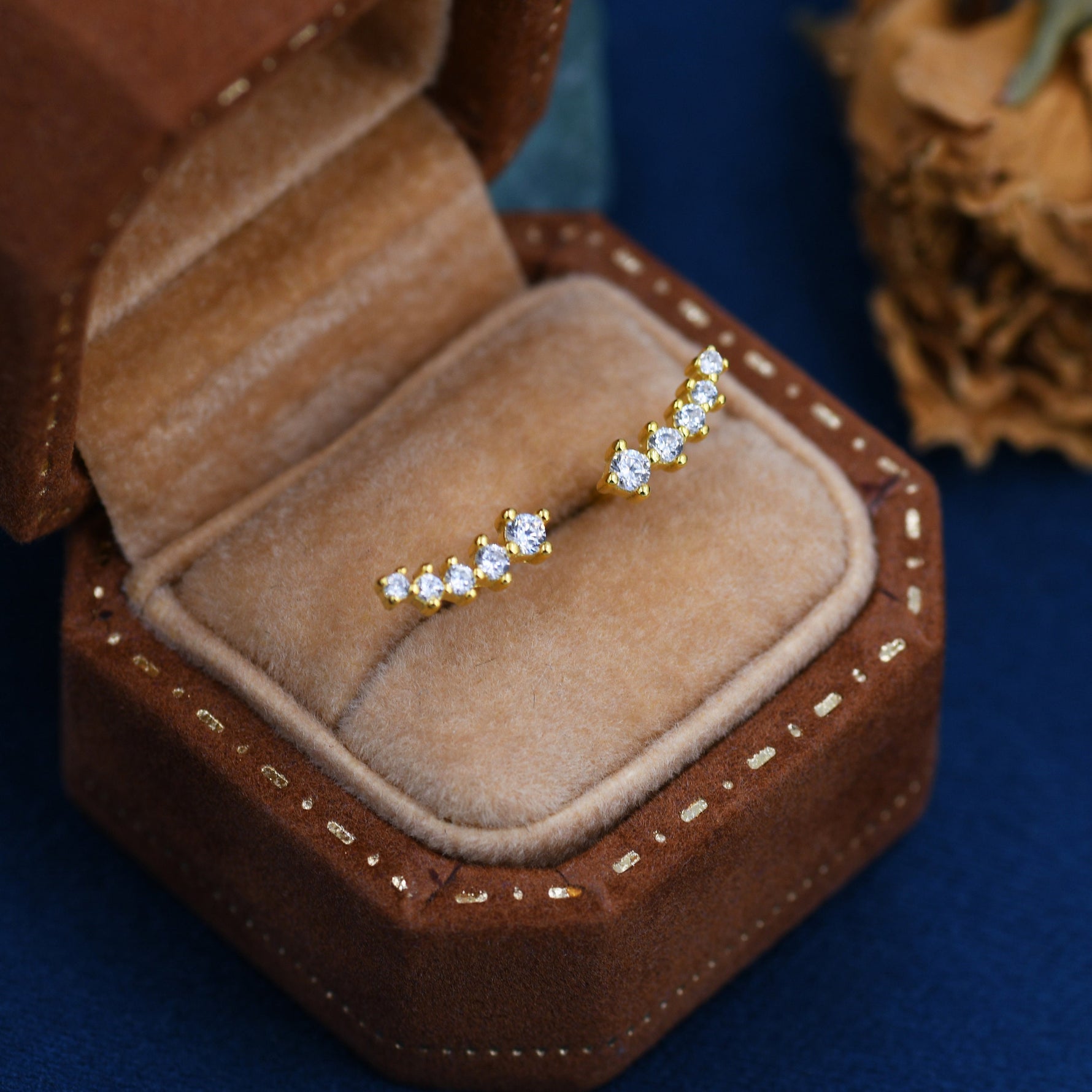 Extra Tiny Shooting Star CZ Stud Earrings in Sterling Silver, Silver or Gold, Curved CZ Bar Earrings, Stacking Earrings