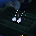 Sterling Silver Simulated Moonstone Droplet Drop Earrings in Sterling Silver, Mermaid Aurora Crystal, Chunky Pear Shape Hook Earrings